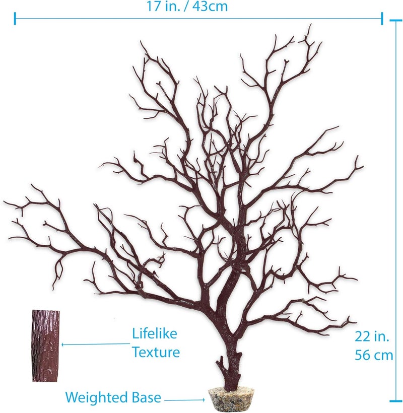 Current USA Dark River Brown Manzanita Branch 22-inch Tall with Weighted Base | Tree Branches Molded Aquarium Decor Decoration Fake Artificial Fish Tank Ornament for Freshwater or Saltwater (7394) - Image 2